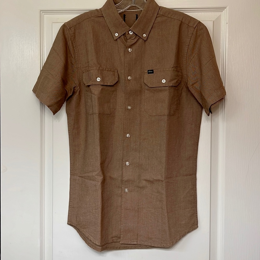 Men’s obey short sleeve button up shirt